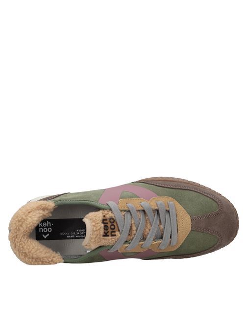 Sneakers vintage in camoscio di pelle, con inserti in eco-pelliccia KEH NOO | KW9743TAUPE-MILITARE